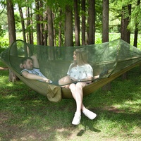 Hamac de camping portable moderne pliable en nylon de haute qualité pour 2 personnes avec moustiquaire bleu