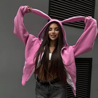 Nouvelle Arrivée - Sweat à Capuche Décontracté Sportif Color-Block pour Femme, Manches Longues, Fermeture Éclair, Capuche Oreilles de Lapin, Idéal Automne/Hiver