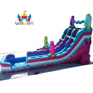 Toboggan aquatique gonflable coloré en gros avec piscine, toboggan gonflable commercial pour enfants pour les fêtes d'été et les activités de plein air - Product Image 6
