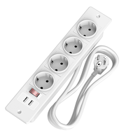 Multiprise de bureau intégrée avec 4 prises CA et 2 ports USB, protection par interrupteur pour table de conférence