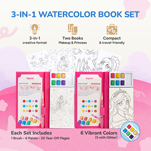 ชุดสีน้ำพกพา Joycat ชุดสีน้ำการ์ตูน กระดาษสีน้ำ สมุดระบายสีสำหรับเด็ก พร้อมพู่กันสีน้ำ - Product Image 2