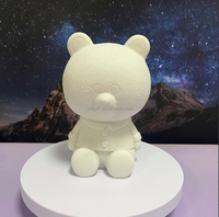 Ours en résine de haute qualité à peindre soi-même, ours en vinyle blanc fait main, sculpture à peindre par transfert de peinture fluide, pour Noël, Halloween, enfants et adultes