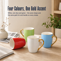 Tasse à café en céramique de luxe, tasse en porcelaine avec poignée dorée, impression personnalisée, tasse à thé ou à lait, cadeau pour la maison ou les fêtes