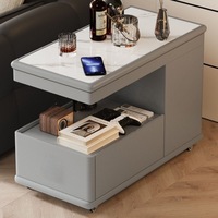 Table d'appoint intelligente moderne de luxe en marbre et bois avec haut-parleur sans fil intégré, pour canapé, salon, chambre à coucher, chevet, design mobile