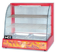 Vitrine chauffante en verre incurvé