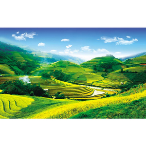 <span class=keywords><strong>Papier</strong></span> <span class=keywords><strong>peint</strong></span> personnalisé <span class=keywords><strong>Art</strong></span> Déco : Paysage de rizières en terrasses, nature morte, vallée montagneuse verte, paysage rural pour salon - Product Image 6