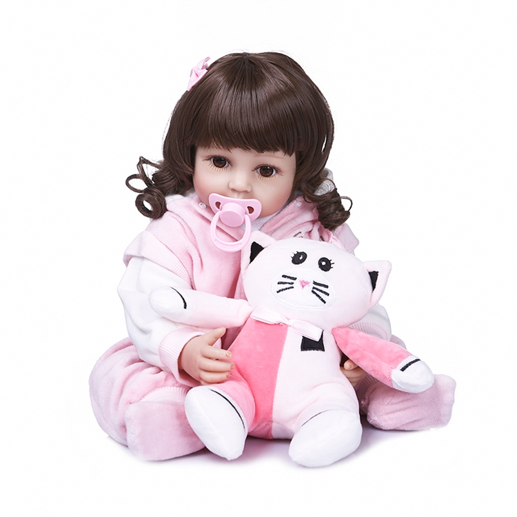 55 см реальный размер ребенка очень мягкие гибкие всего тела силиконовые bebe Кукла-младенец Реалистичная платье для маленьких девочек, для малышей вьющиеся волосы игрушки для ванной из водонепроницаемого материала