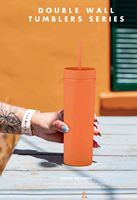 Gobelets en acrylique pastel fins et personnalisés de 16 oz, gobelets en plastique réutilisables semi-mats avec paille pour les fêtes et les boissons