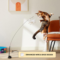 Jouet pour chat avec ventouse en plumes d'oiseaux naturelles pour jouer en intérieur sans les mains