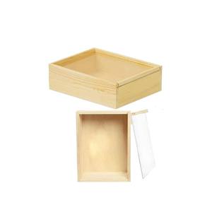 קופסת עץ במבוק קופסאות עץ לא גמורות גדולות עם מכסה שקיפות מכסה הזזה מתנה למסיבת יום הולדת - Product Image 2