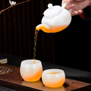 New Chinese-style White Colored Glaze Glass Tea Tasting Cup High-value Small Master Kung Fu Tea Set Single Cup From Qixian China - Product Image 3