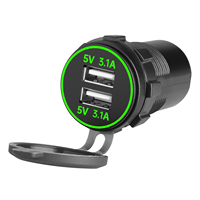 Chargeur rapide USB double 3.1A DC 12V 24V pour voiture, étanche avec LED et cache anti-poussière pour bateau, camping-car, moto, camion, yacht, VTT, camping-car