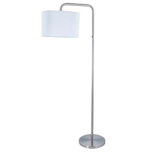 Lámpara de pie de arco cromado con pantalla de tela blanca | Iluminación de lujo moderna para la decoración de la habitación de invitados del hotel - Product Image 5