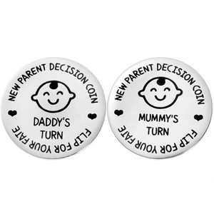 Nueva moneda para tomar decisiones para padres Singli Mummy's Daddy's Turn doble cara plata 30mm regalo para bebé recién nacido - Product Image 4
