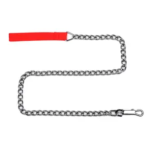 Factory wholesale hot sell for dog chain leashes PP handle cheapest Metal leash chock chain