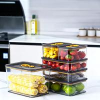 Conteneurs empilables transparents en PET pour la conservation des produits frais avec couvercle de suivi de la date, bacs de stockage pour fruits frais en gros