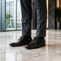 Chaussures Oxford en cuir de veau pour hommes, confortables, à bout fermé, semelle en caoutchouc, à lacets, chaussures habillées formelles pour le bureau