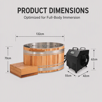 Bain froid de luxe en cèdre et acier inoxydable pour 1 personne avec refroidisseur d'eau 1HP WiFi pour la maison, la salle de sport et le spa (Stock US)