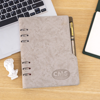 Carnet de notes à feuilles mobiles en cuir PU avec logo gravé personnalisé en gros classeur à anneaux A5 A6 budget