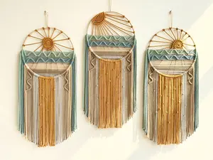 Tapiz de Pared de Macramé con Diseño de Amanecer y Atardecer, Estilo Boho, Ecológico, Lavable, Decoración de Playa para Dormitorio, Sala de Meditación, Estudio, Retiro - Product Image 6