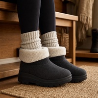 Bottes de neige d'hiver pour femmes, à manchette courte, doublées de peluche, semelle épaisse, bout rond, antidérapantes, chaussures décontractées