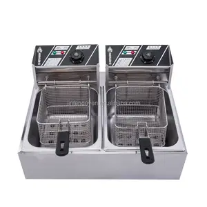 Temperatuurregeling Dubbele Tank Friteuse Friteuse Elektrische Chips Fry Frier Voor Kfc Kip