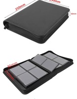 Classeur pour cartes à collectionner en cuir PU, 4 pochettes, pages de classement sécurisées, chargement par le haut, avec fermeture éclair