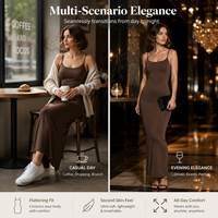 Robe maxi sirène pour femme, à double couche, avec bretelles réglables, compression seconde peau, logo personnalisé, marque