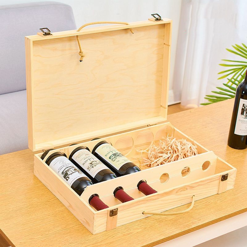 Holz 6 Weinflaschen box Holz Luxus benutzer definierte leere handgemachte Holz Geschenk verpackungen Boxen für Wein