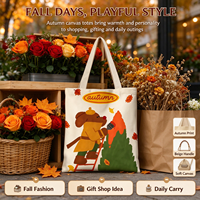 Sac fourre-tout en toile de coton à motif de dessin animé de Noël, impression personnalisée, réutilisable, 12 oz, vente en gros pour cadeaux de fêtes