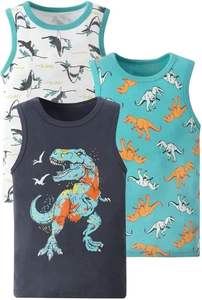 <span class=keywords><strong>Canotte</strong></span> Estive Casual per Ragazzi Sanchi, T-Shirt Senza Maniche a Costine per Bambini, Motivo Animale, 100% Cotone Ecologico - Product Image 2