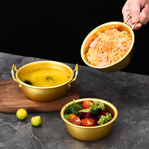 Cuencos de Acero Inoxidable 304 para Arroz y Salsas, Estilo Coreano, con Asa, Utensilios de Cocina para el Hogar, Cuencos Dorados, ¡Venta Caliente! - Product Image 1