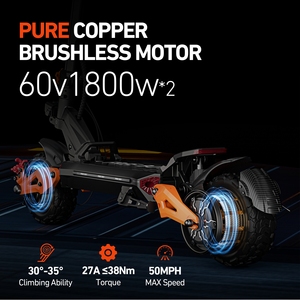 Off Road nhanh chóng dành cho người lớn 11 inch 60v-30ah pin lithium E Scooter động cơ kép trotinette electrique - Product Image 4