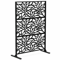 Panneaux de séparation de jardin autoportants en acier galvanisé noir découpés au laser style Art Déco, occultants, décoratifs, pour clôture de terrasse