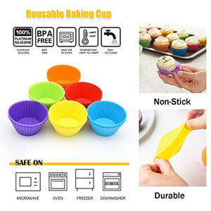 <b>Silicone</b> Round Cake <b>Cup</b> Mold with Bubble Design Non-Stick Reusable Microwave & Oven Safe Eco-Friendly - Product Image 2