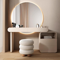 Table de Maquillage Moderne de Luxe avec Éclairage Réglable, en Bois Massif Blanc et Noir, pour Chambre à Coucher, Meuble de Maison, Vente Chaude