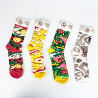 Chaussettes en coton pour femmes, très vendues, amusantes, motif boîte à pizza et sushi, taille unique, tricotées pour l'automne, avec bord côtelé au bas