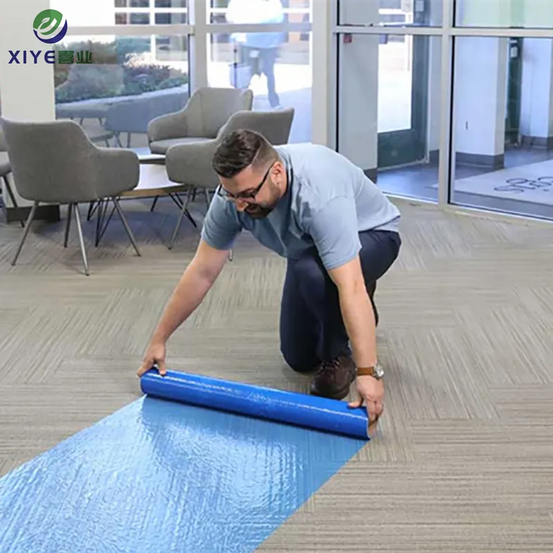 new transparent surface protection imported material pe plastic blue film for indoor carpet