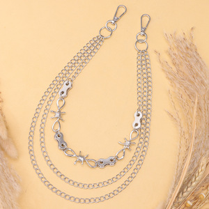 โซ่คาดเอวหลายชั้น โซ่โลหะสำหรับกางเกงยีนส์ สไตล์ฮิปฮอป อุปกรณ์เสริมโลหะผสมสังกะสีสำหรับทุกเพศ - Product Image 4