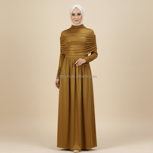 Sıcak tatil lüks keten pamuk Modal düz renk tek parça sonbahar kışlık kıyafet Dubai müslüman kadınlar Abaya LAyyin - Product Image 3
