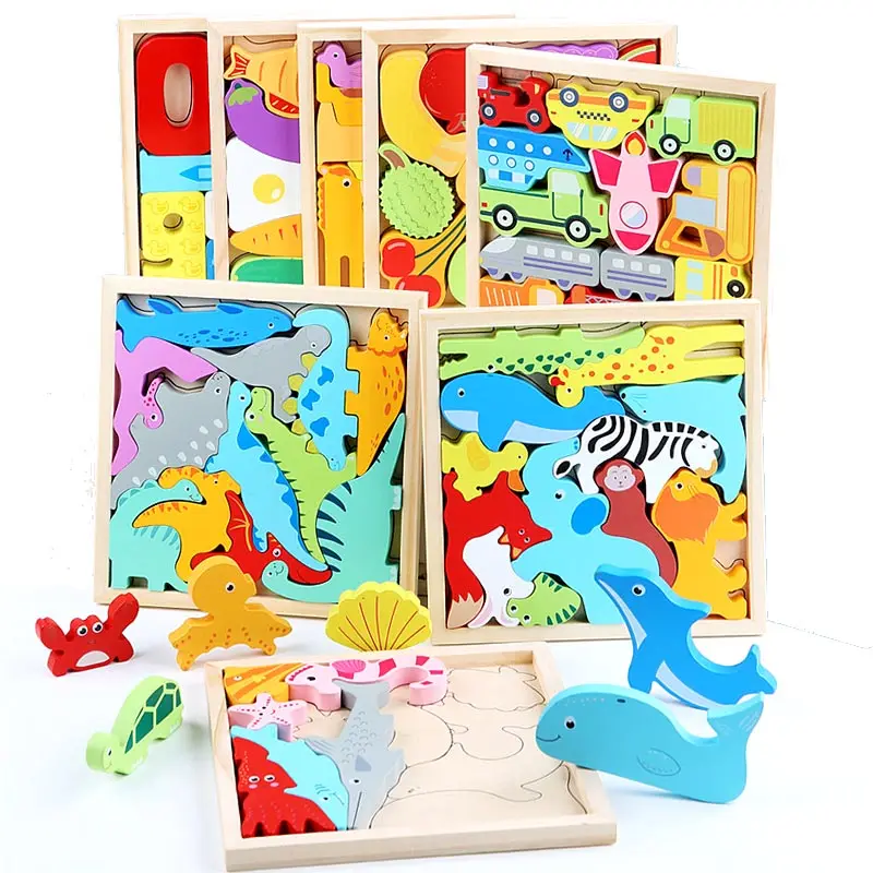 Baby Montessori Spielzeug Holz puzzle Tangram Puzzle Spiel 3D Puzzle Vorschule frühes Lernen Lernspiel zeug für Kinder
