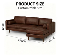 Sofa Seksional Bentuk L Dua Dudukan Gaya Midcentury Modern, Kain Beludru, Kaki Kayu, Furnitur Ruang Tamu Elegan