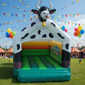 Château <span class=keywords><strong>gonflable</strong></span> à thème <span class=keywords><strong>vache</strong></span> laitière avec toit, en PVC durable, pour fêtes de jardin, avec souffleur, à louer - Product Image 1