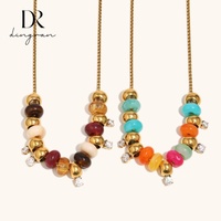 Collier en acier inoxydable plaqué or 18 carats avec perles acryliques Dingran pour femme, détachable, réglable, vente en gros, bijoux tendance
