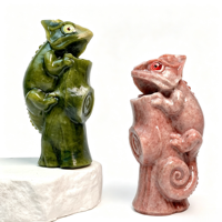 Vente en gros de figurines de caméléons en cristal de 10 cm, sculptures d'animaux reptiles, statues de lézards pour la décoration de la maison et les cadeaux