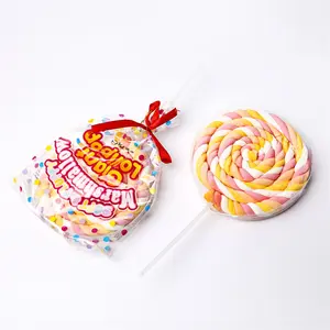Factory custom made swirly marshmallow lollipops cotton candy