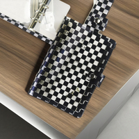 Carnet à anneaux magnétique A6 à motif damier, personnalisable, en PVC, pour planificateur à feuilles mobiles, idéal pour cartes photo Kpop et journalisation esthétique Y2K