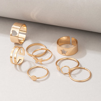 Go Party 8 Pcs/Sets Creux Étoile Coeur Bague Personnalisée Amour Pentagramme Géométrique Alliage Métal Knuckle Anneaux Ensembles Femmes
