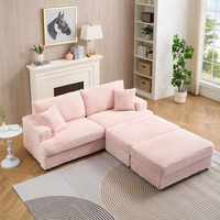 Canapé de salon moderne de style minimal avec étui pour animaux de compagnie Canapé modulaire en velours côtelé rose nuage avec rangement pour la famille