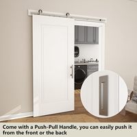 Porte coulissante de grange moderne 36''x84'' à ouverture latérale, 1 panneau, 2 marches, blanc apprêté, kit de quincaillerie nickel satiné, noyau creux en bois HDF